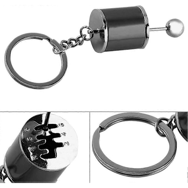 Bil Gearstang Nøglering, Auto Gearstang Model Nøglering Gearformet Metal (10,3 x 4,1 x 2 cm) (Sort) Black