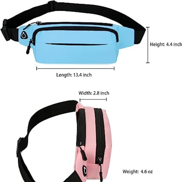 Fanny Pack Hofteveske for Menn og Kvinner Justerbart Belte Hofte Bum Bag Mote Vannbestandig Tur Hofteveske for Reiser Tilfeldig Løping Fotturer Sykling