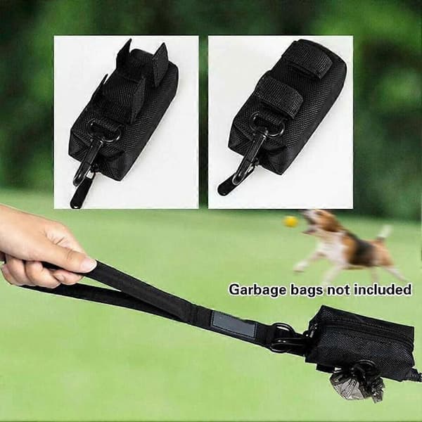 Hundehvalp affaldspose-dispenser til hundeposer - Holder med krog til rejsebrug Black