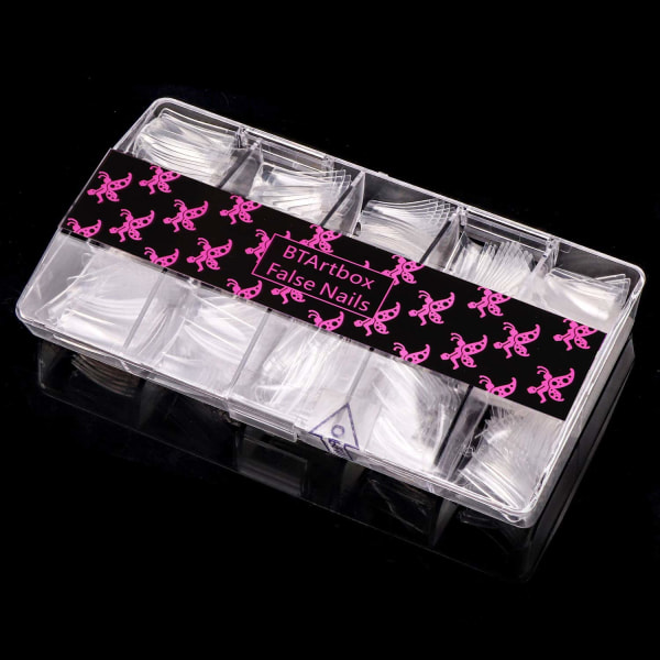 1 låda med platta falska naglar (transparent) smink