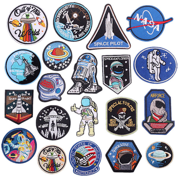 20 pcs embroidered iron on badges, planetary embroidered patches