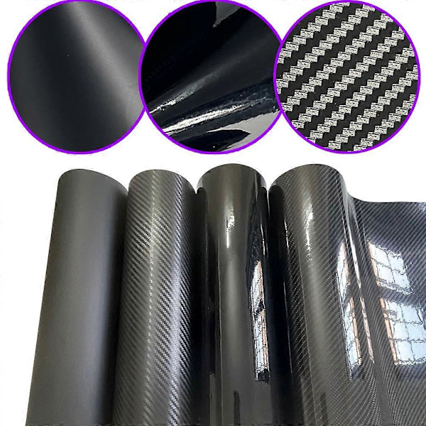 Kolfiberstickers för bil, dörrtröskelskydd, vattentät skyddande film, svart bilvinylfolie 6D Carbon Black 7cmx150cm