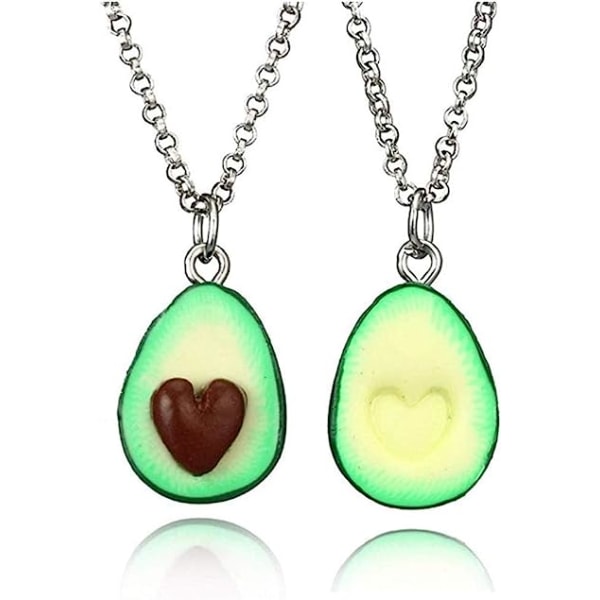 2 Pcs BFF Fruits Necklaces for 2-Best Buds Best Friend Necklaces Cute Avocado with Heart Pendant Friendship Necklaces Set of 2 for Women Girls