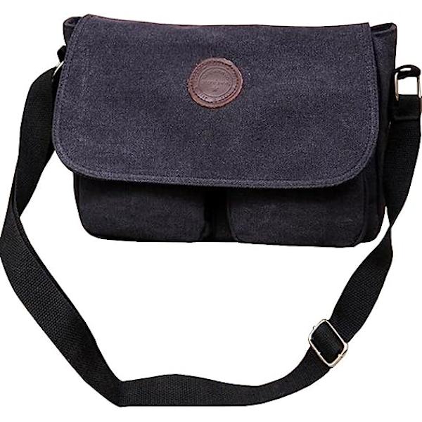 Vintage Canvas Satchel Messenger Bag för män och kvinnor, liten Messenger Bag Casual axelväska Crossbody Bag Resväska