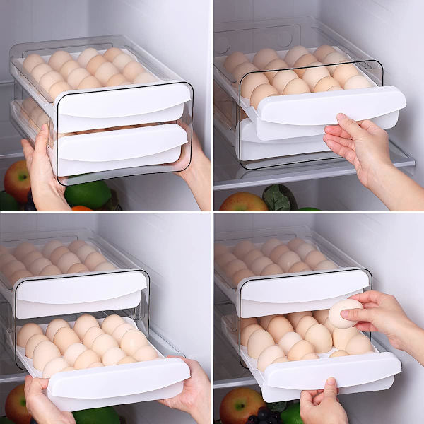 Refrigerator Egg Tray, 40 Grids/2 Layers Fridge Egg Tray, Refrigerator Egg Box, Refrigerator Fresh Egg Storage Box (1 Pcs)