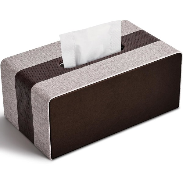 Tissue Box Cover, Nytt PU läder Kleenex Box Covers Rektangulär vävnadshållare för hem/kontor/bil dekoration 9.84"X5.59"X4.13" - amerikansk retrostil