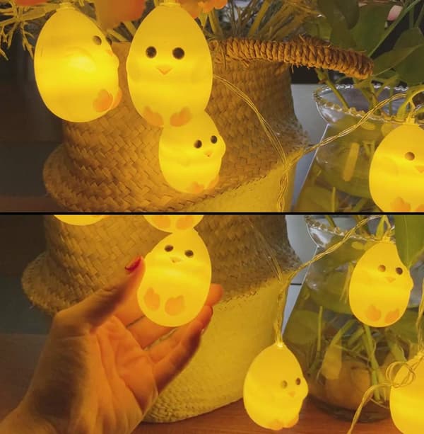 Battery-powered Easter String Lights 1.5m 10 LED, Cute Chick/Cracked Egg/Easter Egg Shaped String Lights, Indoor Room Decor for Easter