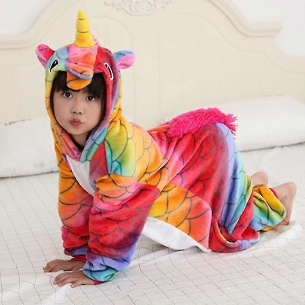 Barn Pojke Flicka Enhörning Hel Plysch Sovkläder Romper Jumpsuit Onesie Pyjamas Nattkläder Red Scale 7-8 Years