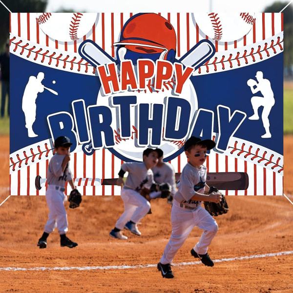 6*4 jalkaa, baseball-aiheinen syntymäpäiväjuhlan koristelu Baseball Happy Birthday -tausta valokuvaustausta baseball-juhlan koristeisiin juhlatarvikkeisiin