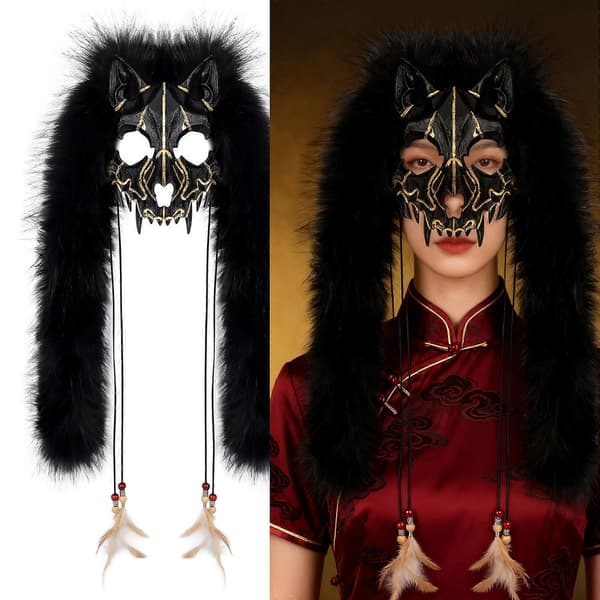 Mode rollespil ansigtsmaske plastik tema rollespil maske til Halloween teater og cosplay entusiaster sort guld