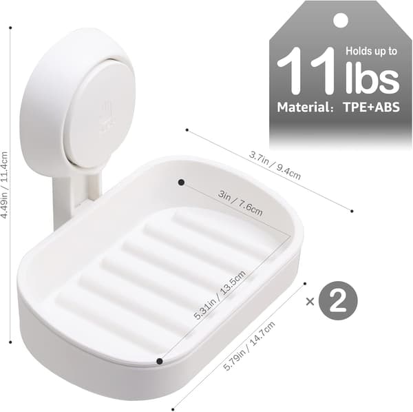 2-pack Soap Dish with Suction Cup, Wall-Mounted Removable Soap Dispenser for Shower and Bathroom
