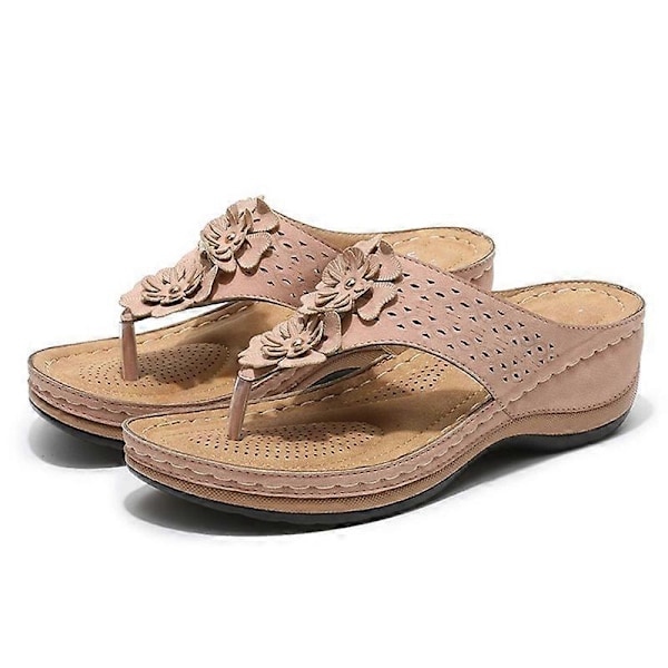 Damskor med Ortopediska Sulor - Bekväma, Casual, Platta Sandaler för Sommar, Utomhusvandring och Promenader Brown 43