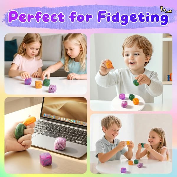 4-pak Squishy Fidget Legetøj Stress Cube Bulk, Squishies Langsomt Stigende Stressbolde til Voksne Børn, Sensorisk Fidget Legetøj til Angstlindring, Lille Squishy