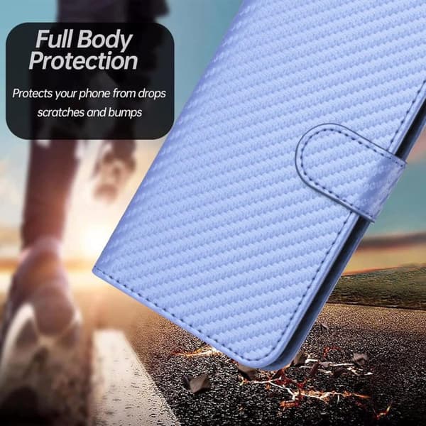 iPhone 17 Skal lædercover - kulfiber med lanyard