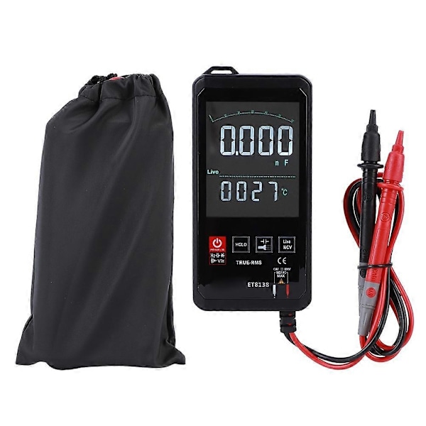 Portabel Intelligent Pekskärm Digital Multimeter True RMS DC AC Transistor Kondensator