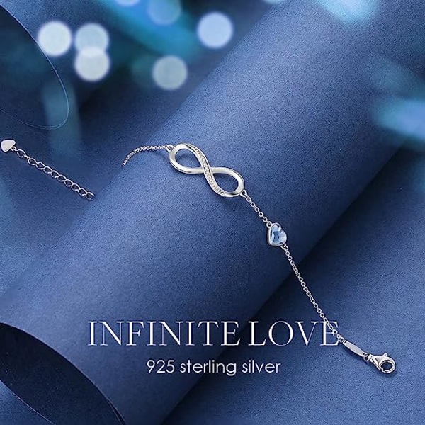 Infinity Heart Symbol Charm Link Armband för kvinnor 925 Sterling Silver Rostfritt stål Justerbar Jubileumssmycken Födelsedagspresenter