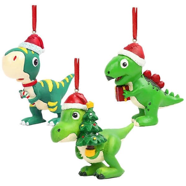 Juleophæng Mørkegrøn Dinosaur Vedhæng til Jul 3-stks sæt