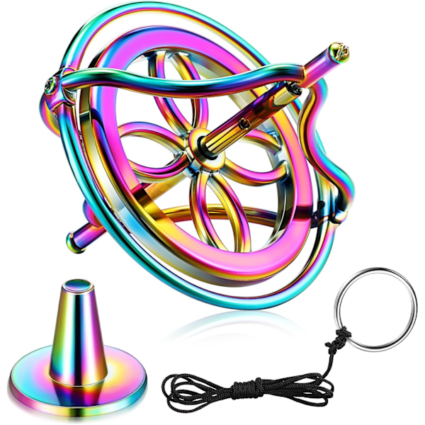 Gyroskop Leksak Jul Metall Anti-Rotations Skrivbordsgyroskop Strumpbyxor Fyllmedel för Barn Flygande Rörelse Balans Fysik Leksak för Pojkar Flickor Vuxen Present