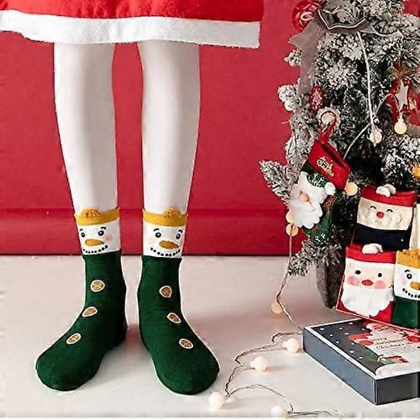 LOFIR Dam Julstrumpor Jultomte/Snögubbe Strumpor Dam Xmas Strumpor Hund Katt Djur Cartoon Strumpor Bomull Nyhet Strumpor Storlek 4-9, 5 par
