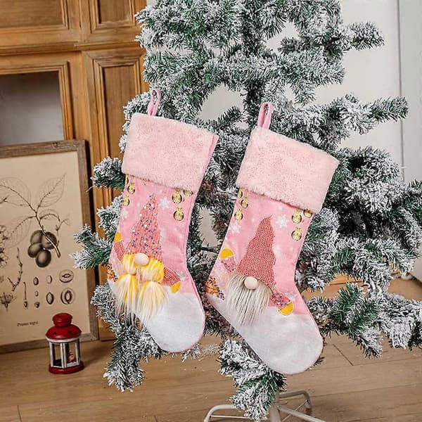 Julestrømper med LED-lys 19\" 3D Plys Svensk Nisse Strømpepynt