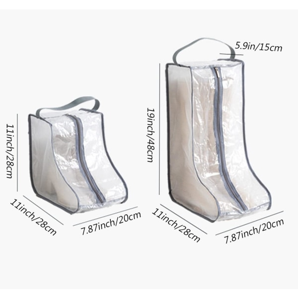 Naisten pitkät/lyhyet saappaiden säilytyspussit - 2 pakkausta - harmaa. Vedenpitävä pitkä/lyhyt saappaiden kantokassi matkustamiseen ja päivittäiseen käyttöön