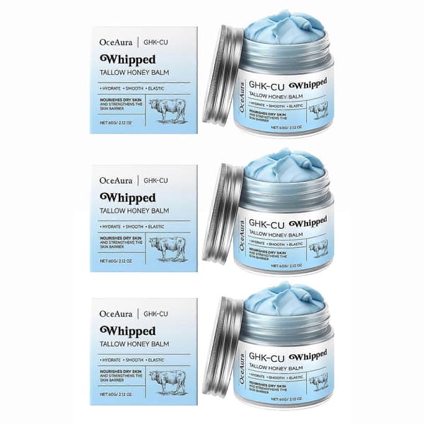 Pisket Talg Honning Balsam 60g, Oksetalg Anti-Aging Behandling til Tør & Følsom Hud 3pcs