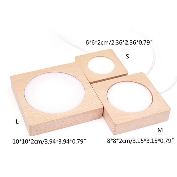 LED-ljusdisplaybas Träbelyst USB LED-ljusbasstativ Skrivbordsdisplaybas Dekorativ prydnad för DIY L
