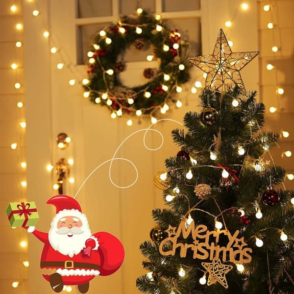 Globe String Lights, 10 Meter 100 LED String Lights with Plug, 8 Modes with Remote Control, Warm White Mini Lights