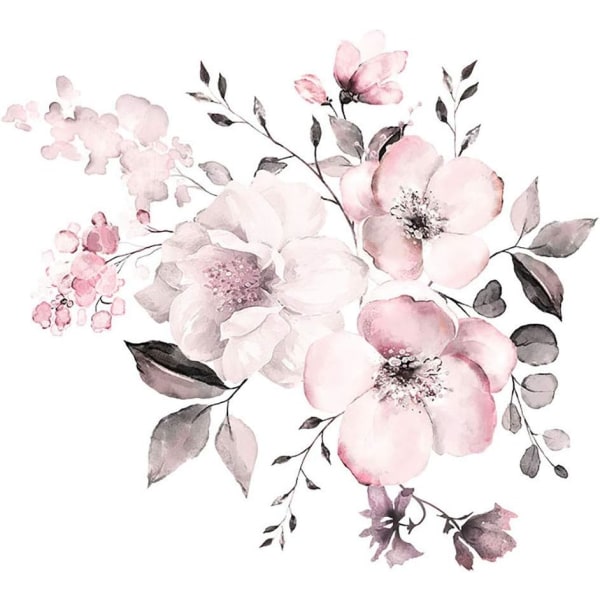 Blommor Väggdekaler Klistermärken Vägg Hem Rosa Blommor Vit Pion Väggdekor Dekor Akvarell Väggdekal (Flerfärgad, One Size)
