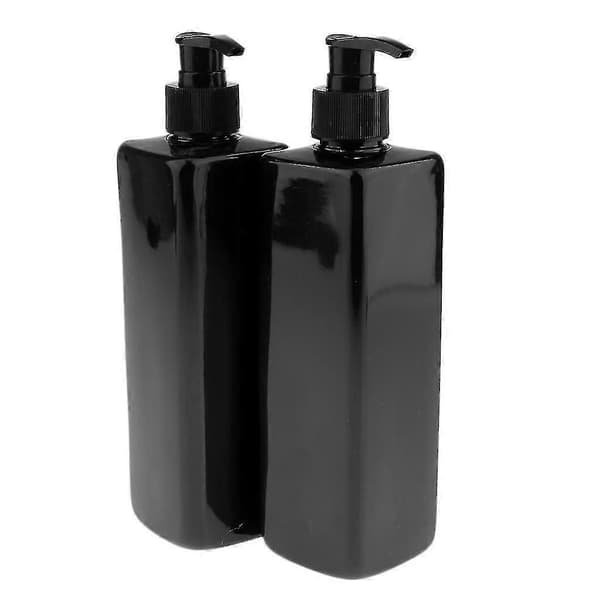 2 st 500 ml Stora, Tomma, Svarta Plastflaskor Med Lotionpumpar, Perfekt För Dosering - Svart Pump, 500 ml