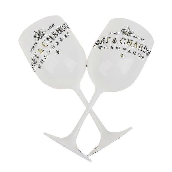 2 Pcs White Plastic Glasses Party Drinkware Drinking Wine Glass Cup Champagne Glass