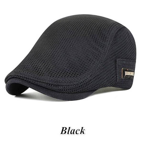 Cabbie Flat Cap Breathable Mesh Newsboy Beret Ivy Cap Black Black