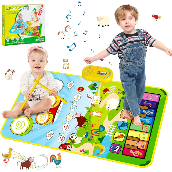Baby för pojkar Flickor, 3 i 1 musikmatta leksaker, Animal Touch Lekfilt, Lärande Födelsedagspresenter Leksaker för 1 2 3-åriga pojkar Flickor