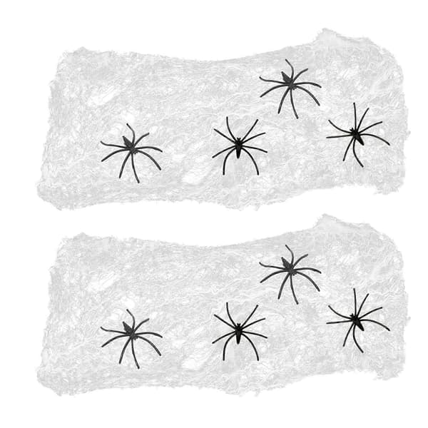 Spindelvevsett Halloween-dekor for utendørs spindelvev hengende edderkopper 2 sett