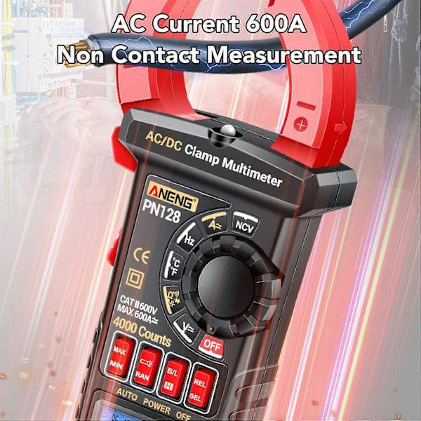 Digital Tångmätare 4000 Räkningar Hög Noggrannhet Multimeter LCD-Skärm AC DC Tångström Mätare