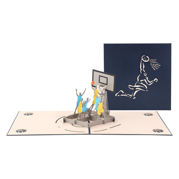 Basket-pop-up-kort, basket 3D farsdag pop-up-kort, 3D-baskethälsningskort, pappas födelsedagskort (3D-basket, paket med 1)