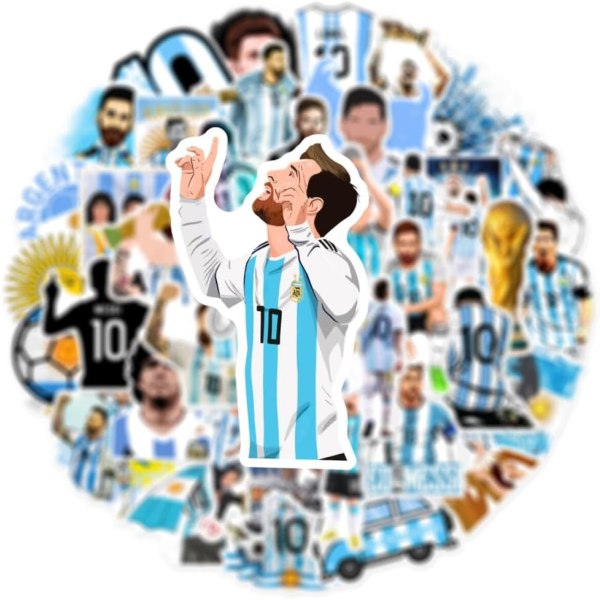 50 st Super Star fotbollsspelare klistermärke Messi Vinyl för Argentina Messi Fan Heminredning Laptop Vattenflaska Telefon Skateboard Dekorativt tillbehör