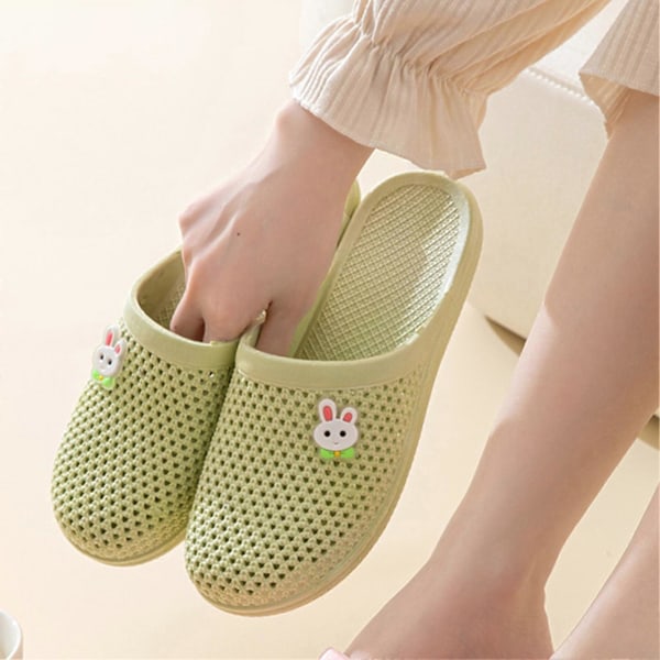 Sommerslippers til kvinder til hjemmet, bløde skridsikre platformslippers til indendørs og udendørs sommerbrug Green 38
