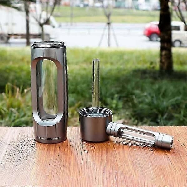 Lättviktsvattenflaska med hemligt fack, hållbart skal av aluminiumlegering, invändigt glasfoder, resevänlig fickstorlek 5,91x1,51 tum