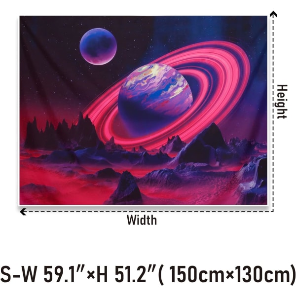 Musta valo planeetta gobelin UV-reaktiivinen vuori gobelin Galaxy Space gobelin Tähtitaivas gobelin seinävaate kodin sisustukseen (51,2\"x59,1\")