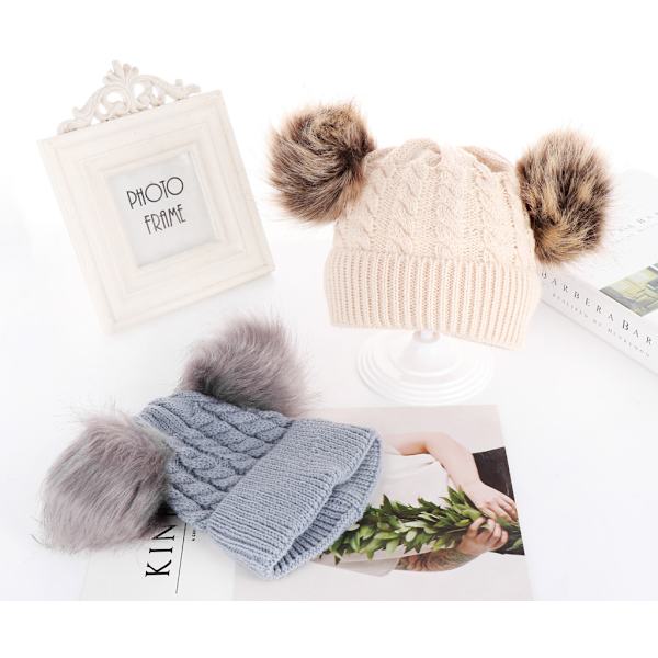 Baby Vinter Dubbelvävd Stickad Hatt och Halsduk Set White