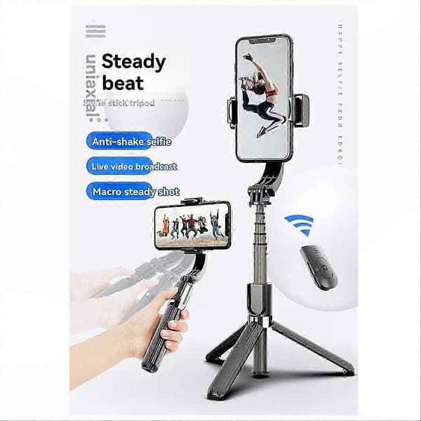 Selfie Capture L08 Bluetooth Selfie Stick og Håndholdt Stabilisator med Stativ og Gimbal-tilstand