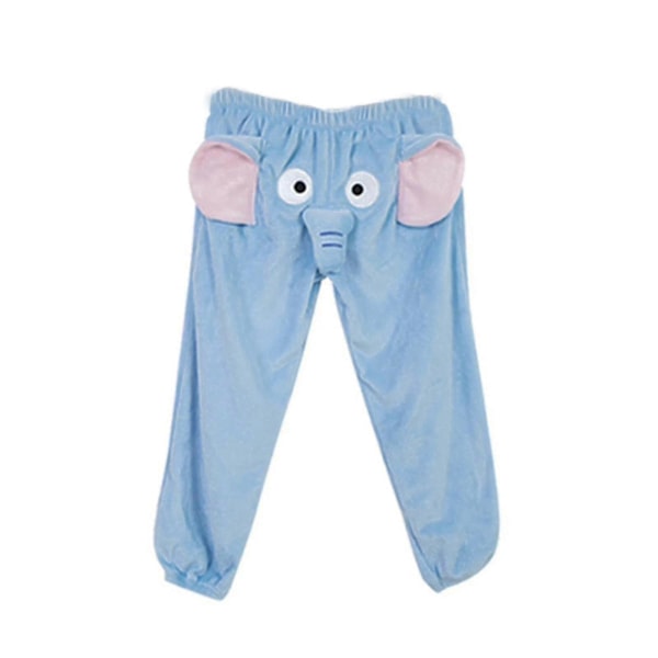Roliga Elefantbyxor för Kvinnor och Män - Loungebyxor för Hemmet, Plysch, Parpyjamas, Present till Pojkvän Blue XXL