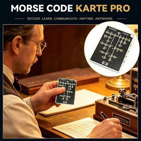 Bærbar LED Morse Code Trainer Card, Interaktiv Morse Code Dekoder EDC Pocket Survival Læringsverktøy 1pc