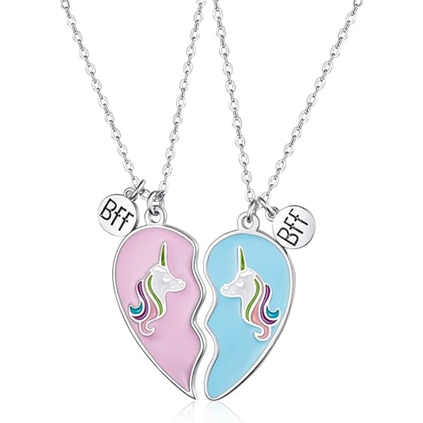 2 Pieces Half Heart Bff Necklace Friendship Necklace for Kids Girls Friend Birthday Gifts