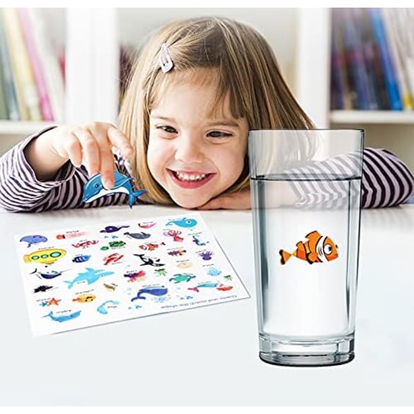 Återanvändbara klistermärken Books-Ocean Animal Stickers, Hållbara och icke-vidhäftande, fönsterklämmor för barn, Pedagogiska klistermärken Leksak för barn Småbarn