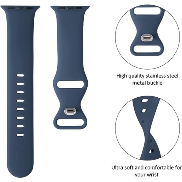 Band kompatibla med Apple Watch 42 mm 44 mm 45 mm 49 mm, ersättningsarmband i mjuk silikon sporttillbehör för kvinnor män（Abyss Blue）