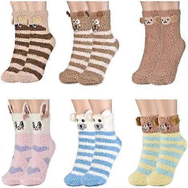 Colornival Fluffiga Strumpor Julstrumpor Mysiga Toffelstrumpor Varma Sängstrumpor Söta Varma Bekväma Vintersostrumpor Multipack Fuzzy Fleece Strumpor för Kvinnor