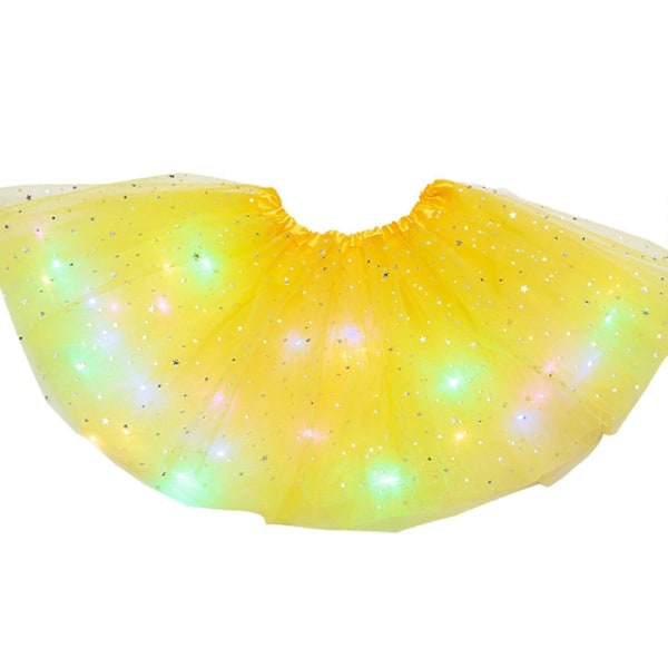 Tyl Skørt Dame LED Tutu Voksen Teenager Tutu Party Ballet Dans Udklædning Halloween Kostume Gul