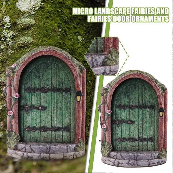 Miniature Pixie Alf Fe Dør Træ Have Vinduesdør Hjem Grå